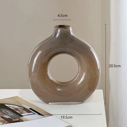 Jarrón de vidrio con círculos geométricos DecorBites™ para decoración del hogar y arreglos florales