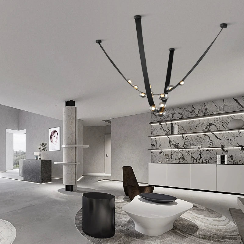 Lámpara de araña DecorBites™ de cuero de lujo italiano para comedor y sala de estar