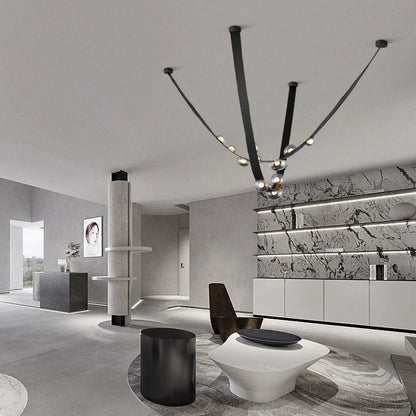 Lámpara de araña DecorBites™ de cuero de lujo italiano para comedor y sala de estar