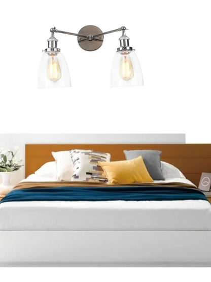 ديكوربايتس™ مصابيح حائط LED ثنائية الرأس مصنوعة من الحديد والزجاج لإضاءة درج غرفة النوم