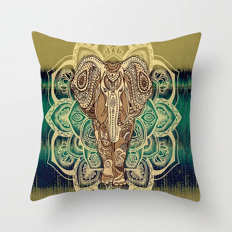 غطاء وسادة هندسي مربع من DecorBites™، غطاء وسادة أريكة بتصميم عرقي عتيق، مقاس 45×45 سم، ديكور منزلي