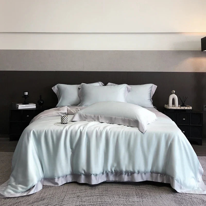 DecorBites™ 600TC Lyocell Eucalyptus Fiber Bedding Set: Duvet Cover, Bed Sheet, Pillowcases