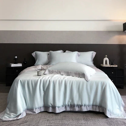 DecorBites™ 600TC Lyocell Eucalyptus Fiber Bedding Set: Duvet Cover, Bed Sheet, Pillowcases