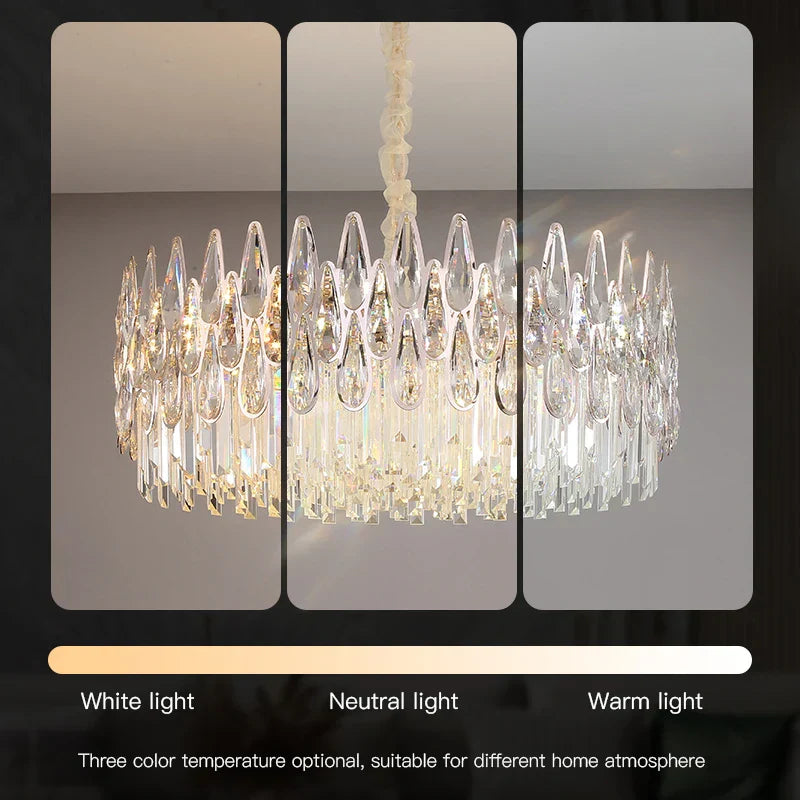 DecorBites™ Crystal LED Chandelier | Long Stairway Villa Light | Modern Luxury Post Lamp