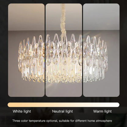 DecorBites™ Crystal LED Chandelier | Long Stairway Villa Light | Modern Luxury Post Lamp