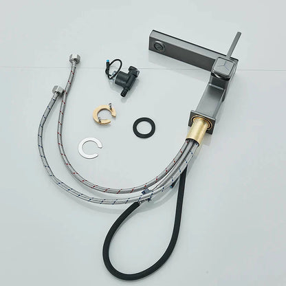 DecorBites™ Gun Grey Digital Display Basin Faucet: Modern Black Bathroom Sink Tap with Temperature Display