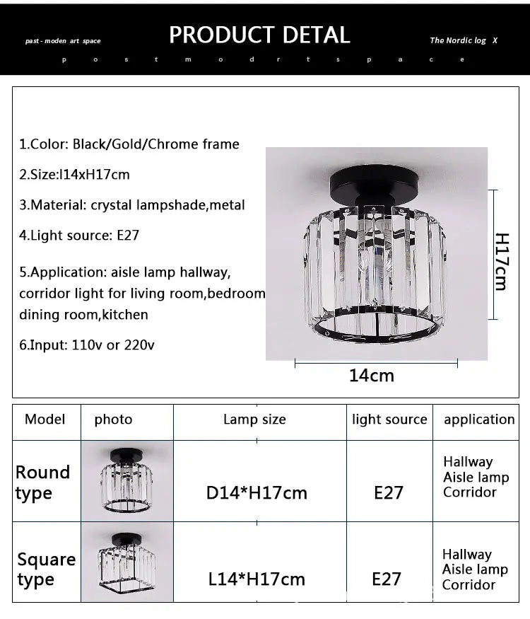 DecorBites™ Crystal LED Ceiling Light for Home Decor, Modern Aisle Light Fixture for Bedroom Living Room