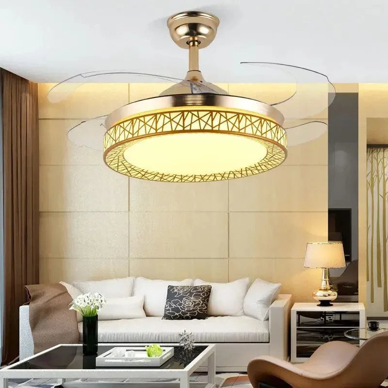 DecorBites™ Gold Ceiling Fan Lights Remote Control 36/42inch Dining Bedroom Living Luminaria
