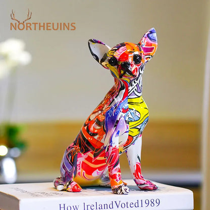 DecorBites™ Chihuahua Dog Resin Sculpture Pop Art Animal Statue Home Decor Object