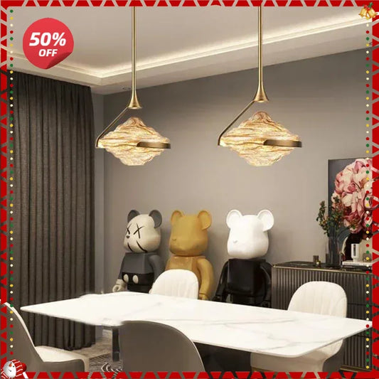 DecorBites™ Gold LED Pendant Lamp: Modern Luxury Style for Bedroom, Living Room, Dining Room