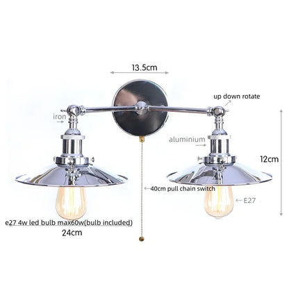 DecorBites™ Dual Head Pink LED Wall Light for Bedroom Decor & Hotel Industrial Style