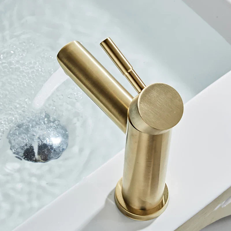 DecorBites™ Gold Basin Faucet: Stainless Steel Single Handle Mixer for Bathroom and Kitchen