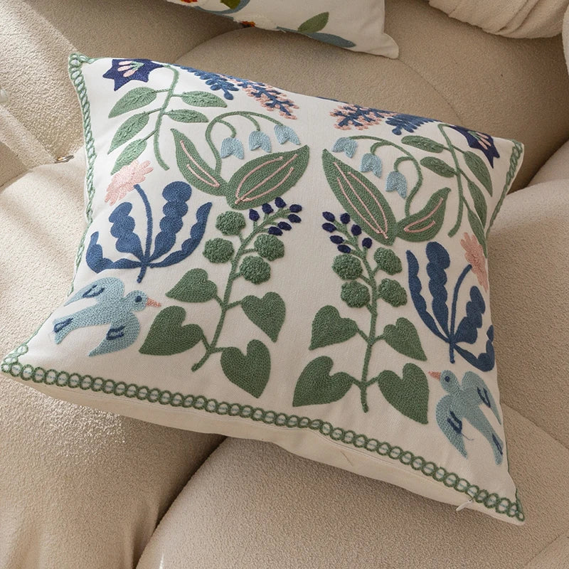 DecorBites™ Embroidered Floral Office Cushion Pillowcase - 45x45CM