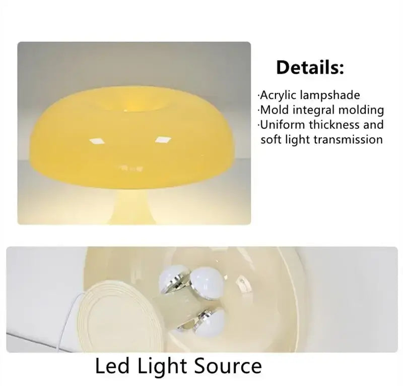 DecorBites™ New Led Mushroom Table Lamp for Hotel Bedroom Bedside Living Room Decoration Lighting Modern Minimalist