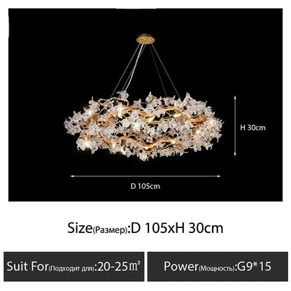 DecorBites™ Kapok Flower Glass Crystal Chandelier for Living Room Dining Bedroom