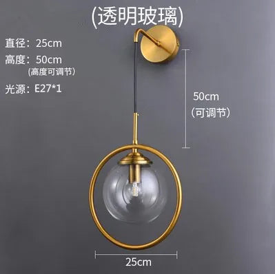 مصباح حائط LED على شكل كرة زجاجية من DecorBites™: شمعدان مرآة حمام عصري من الشمال، إضاءة ديكورية كلاسيكية