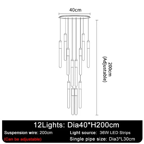 DecorBites™ LED Chandelier: Modern Staircase & Kitchen Pendant Light for Home Decoration