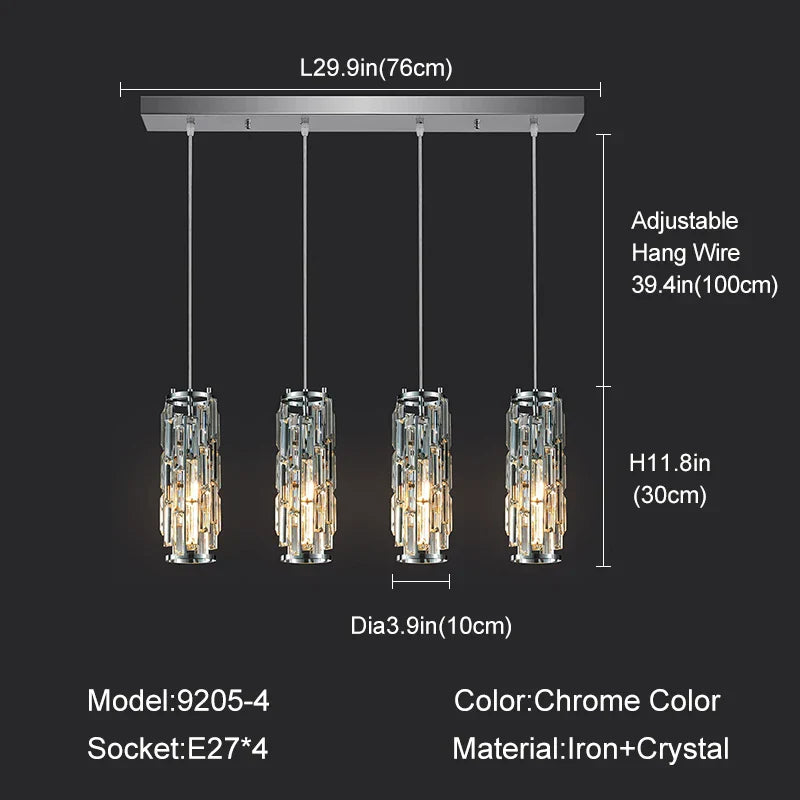 Decorbites™ Lámpara de Araña de Cristal Dorado: Iluminación Elegante de Comedor en Forma de Lámpara Colgante