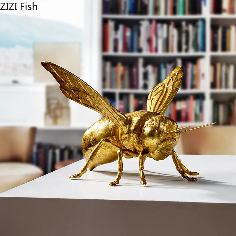 DecorBites™ Golden Honeybee Insect Statue Desk Decoration for Living Room