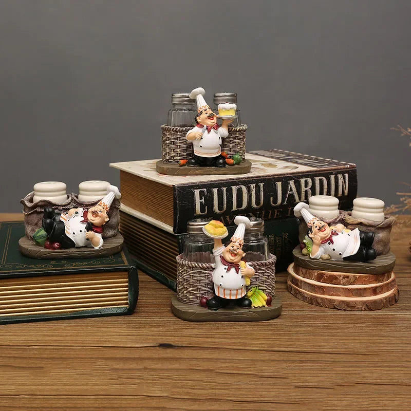 ديكوربايتس™ - تمثال طاهٍ ملتحٍ من الراتينج، ديكور مكتب مطبخ عصري