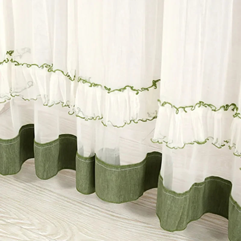 Decobites Lace Embroider Anti-Mosquito Net Door Curtains - Pleated Design for Light and Air Flow