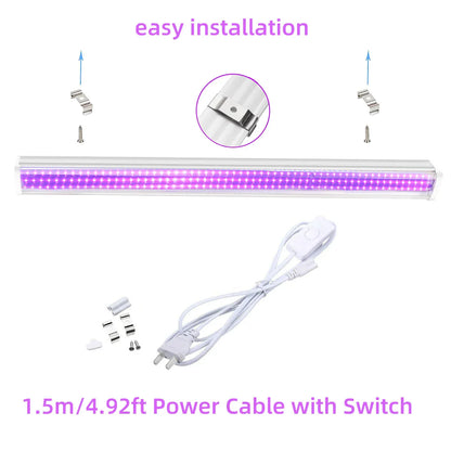 Barra de luz negra fluorescente UV DecorBites™ de 144 LED: Decoración para fiestas, discotecas, DJ y Halloween