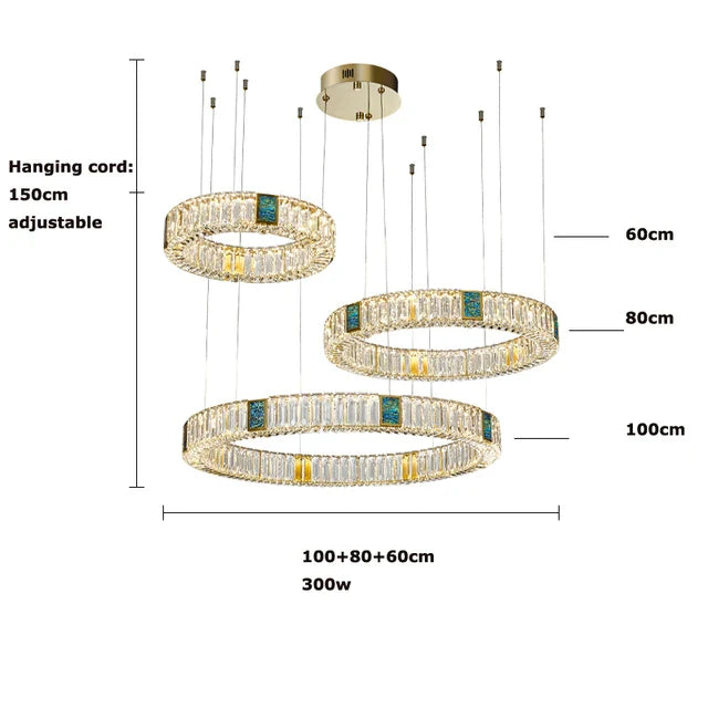 DecorBites™ Golden LED Ring Chandelier for Modern Luxury Living and Dining Spaces