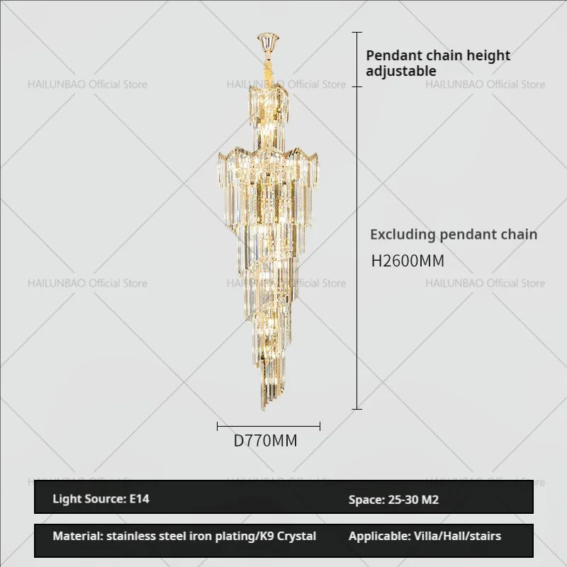 DecorBites™ Crystal Chandelier: European Villa Hotel Luxury Hollow Building Middle Floor Lighting