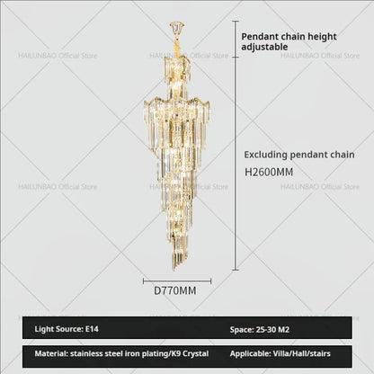 DecorBites™ Crystal Chandelier: European Villa Hotel Luxury Hollow Building Middle Floor Lighting