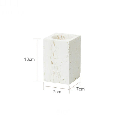 DecorBites™ Beige Travertine Marble Bathroom Set - Soap Dispenser Toothbrush Holder Tissue Box