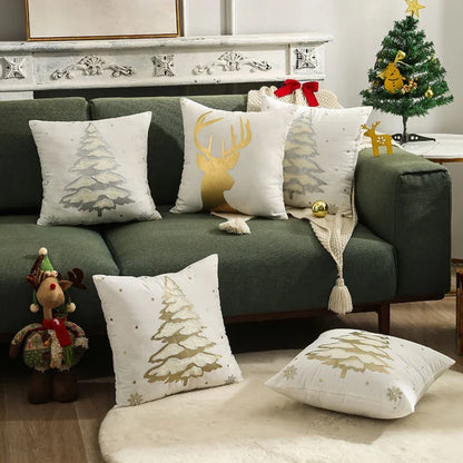 DecorBites™ Christmas Tree Embroidered Cushion Cover - Festive Decor Pillow Cover