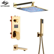 Gold LED Rainfall Shower 16-Inch Set