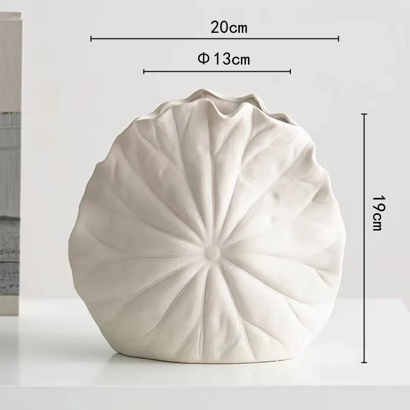 DecorBites™ Lotus Leaf Ceramic Vase for Floral Arrangement and Room Decoration
