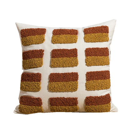 Funda de cojín DecorBites™ con bordado geométrico de rayas circulares | Funda de almohada decorativa para sofá