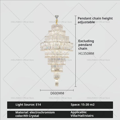 Lámpara de araña de cristal DecorBites™ para salón en villa dúplex europea con vestíbulo de lujo posmoderno