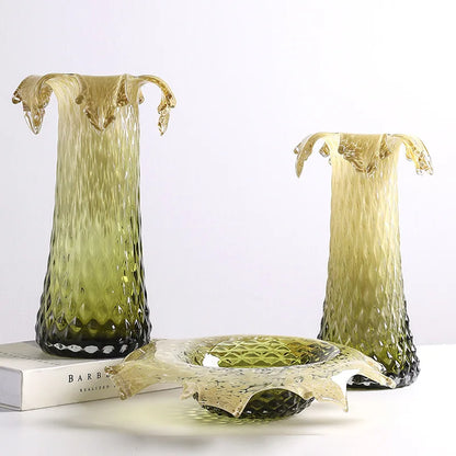 DecorBites™ Gradient Glass Vase & Fruit Plate Set for Home Decor & Storage