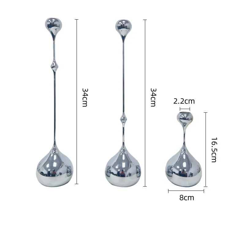 DecorBites™ Gold Geometric Water Drop Candlestick Holder Desktop Storage Wedding Centerpieces