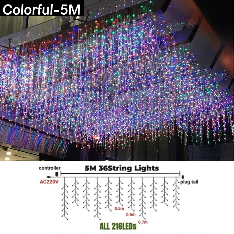 DecorBites™ Icicle LED String Lights: Festive Outdoor Christmas Decoration for Party, Patio, Garden