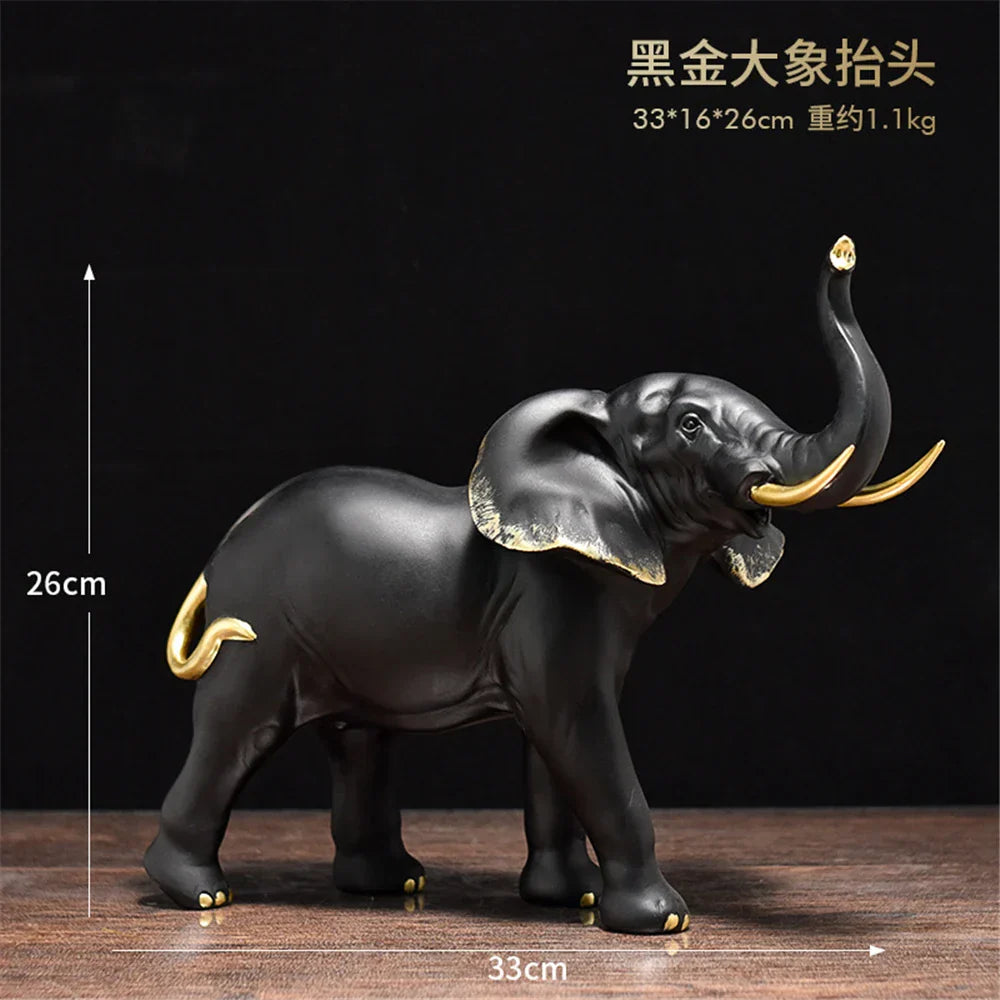DecorBites™ Elephant Resin Sculpture: Luxury Animal Statue for Home & Office Decor
