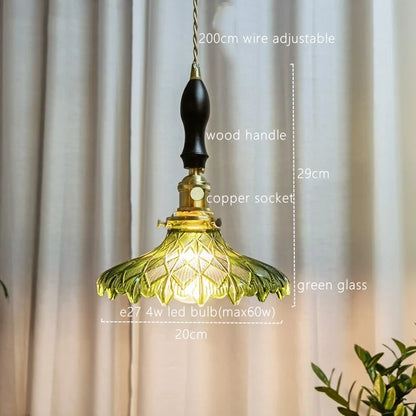 DecorBites™ Japanese Style Green Glass LED Pendant Chandelier for Home Decor