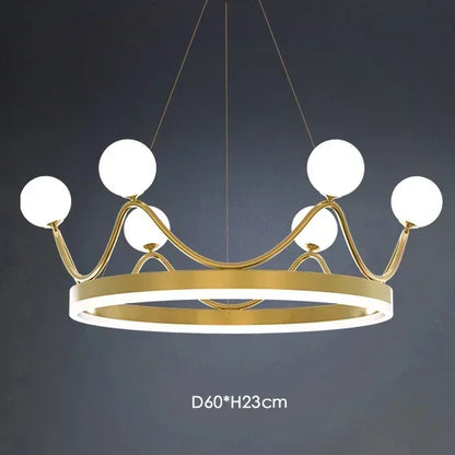 DecorBites™ Glass Crown Chandelier Pendant Light for Bedroom Ceiling, Modern Suspension Lamp