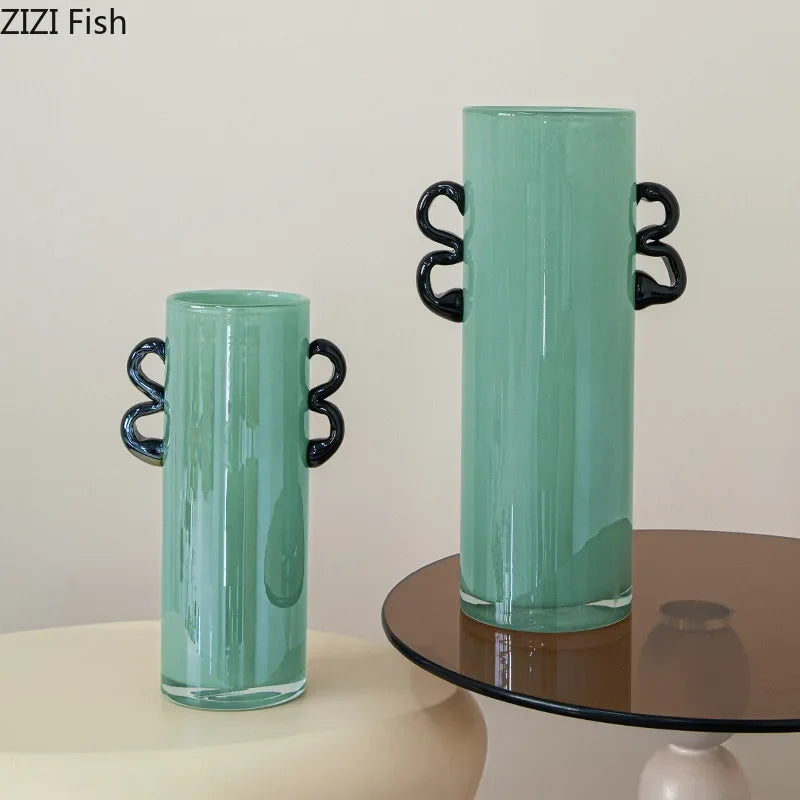 DecorBites™ Emerald Green Glass Vase Hydroponics Plant Pots Floral Room Decor