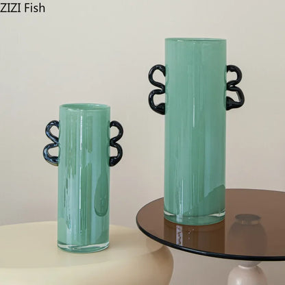 DecorBites™ Emerald Green Glass Vase Hydroponics Plant Pots Floral Room Decor