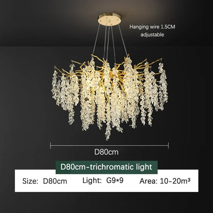 DecorBites™ Golden Branch Crystal Chandelier for Luxurious European Living Room