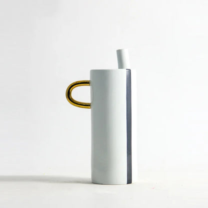 DecorBites™ Black and White Dots Geometric Ceramic Vase: Home Decoration Handicraft Ornament