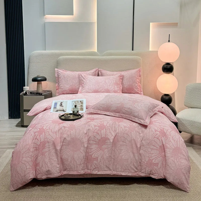 DecorBites™ Brushed Cotton Printed Duvet Cover Set - Single/Double Bed Bedclothes