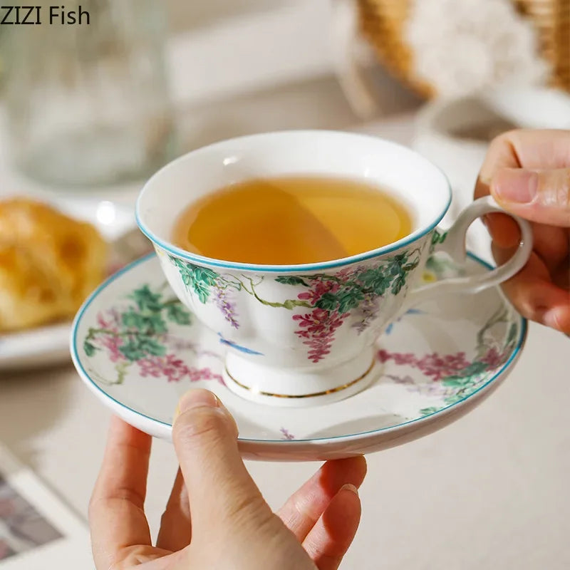 Juego de taza y platillo de porcelana Green Willow de DecorBites™ - Vajilla elegante y taza de café