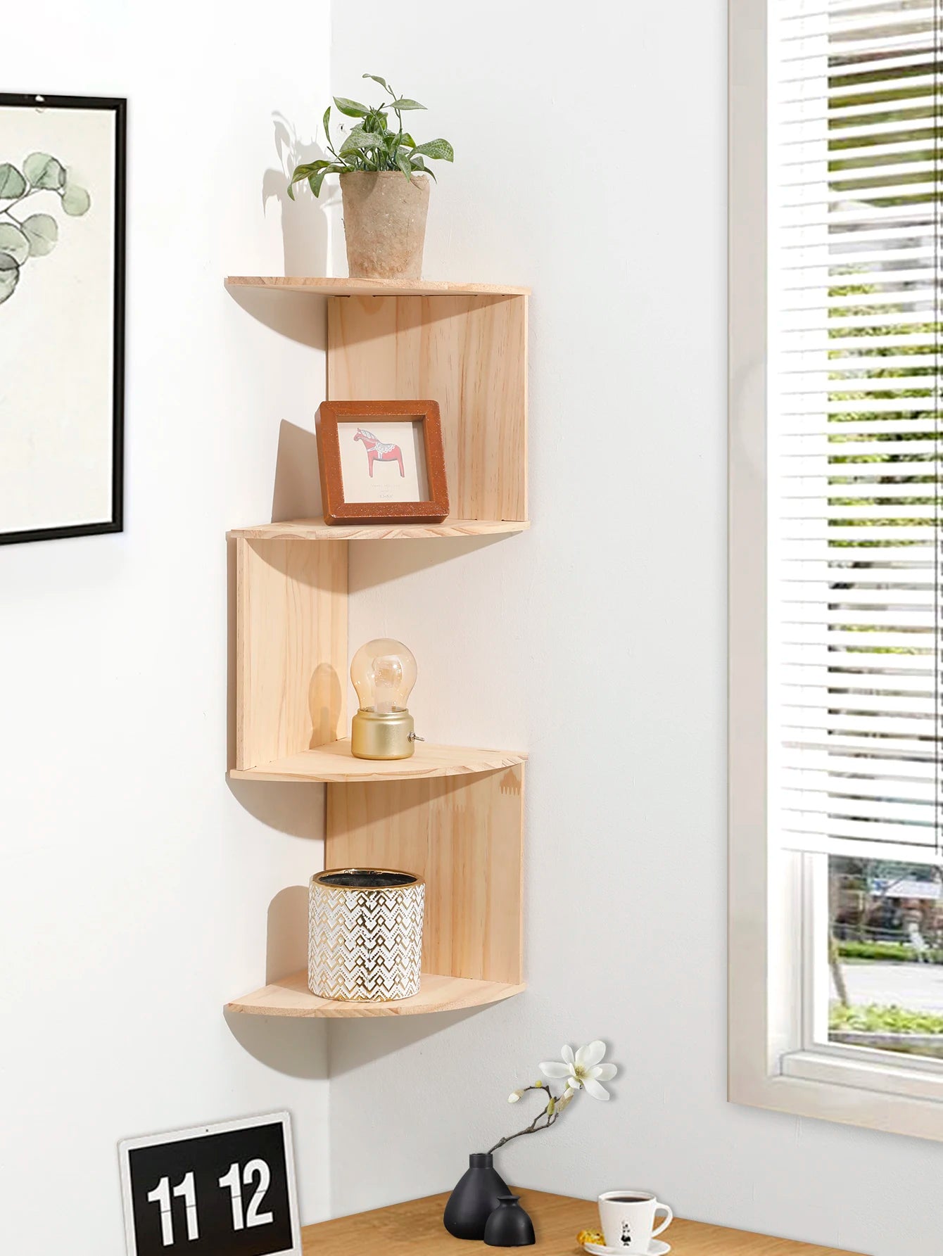 5-Layers Shelf Corner Floating Shelves PVC Wall Shelf Corner Bookshelf Home Kitchen Organizers Storage Living Room Decorations