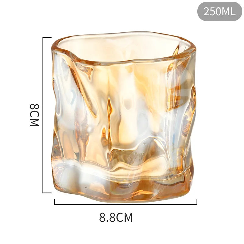 DecorBites™ Iceberg Glass Cup - 250ml Clear Irregular Shape Coffee Cup