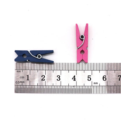 مشابك خشبية صغيرة من DecorBites™، 50 قطعة، لتزيين الصور والحرف اليدوية، مشابك غسيل صغيرة مقاس 25 مم